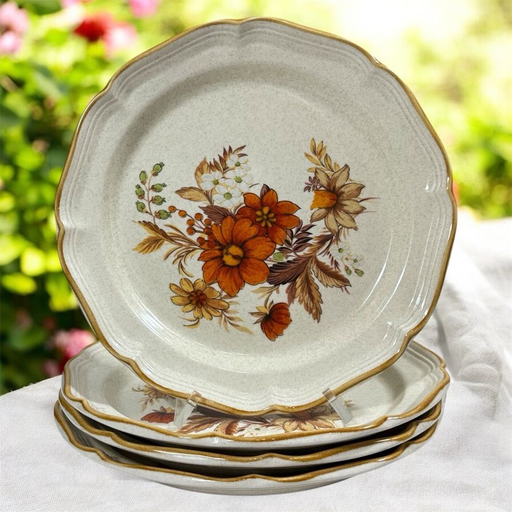4 VTG Mikasa Garden Club Harvest Bouquet Dinner Plates 10,75” 455 Made In Japan - Picture 2 of 10